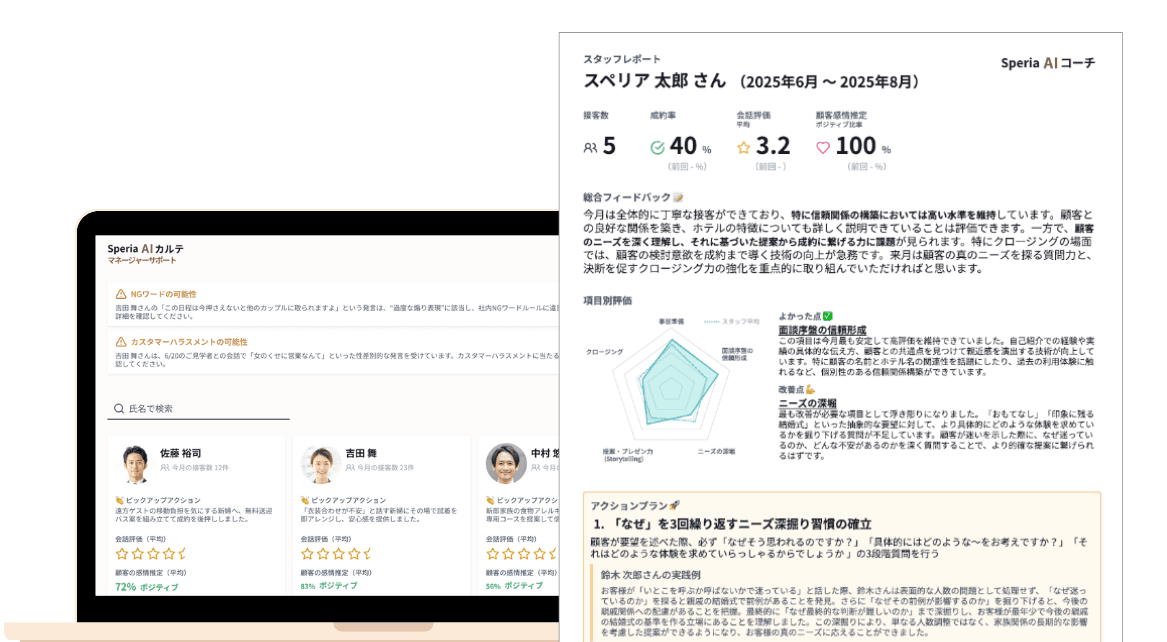 ブライダル営業向けAIコーチの評価シートサンプル